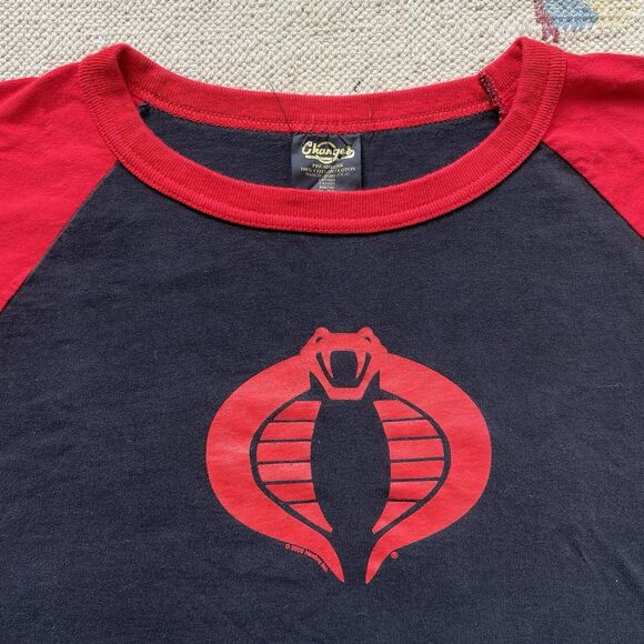 Vintage Y2K Changes Cobra T Shirt XL Black Red GI Joe Hasbro 3/4 Sleeve Baseball - Picture 2 of 8